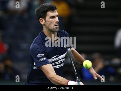 Novak DJOKOVIC (SRB) gegen Corentin MOUTET (FRA). Stockfoto