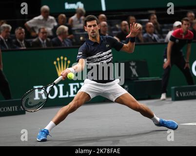 Novak DJOKOVIC (SRB) gegen Corentin MOUTET (FRA). Stockfoto