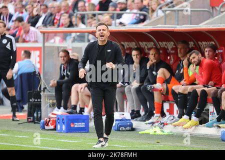 Köln, Deutschland. 16. Oktober 2022. Cheftrainer Enrico Maassen (FCA), Köln, Deutschland. 28. August 2022. 1. Bundesliga 10. Spieltag, 1. FC Köln - FC Augsburg die DFL-BESTIMMUNGEN VERBIETEN DIE VERWENDUNG VON FOTOGRAFIEN ALS BILDSEQUENZEN UND/ODER QUASI-VIDEO.Quelle: Jürgen Schwarz/Alamy Live News Quelle: Jürgen Schwarz/Alamy Live News Stockfoto