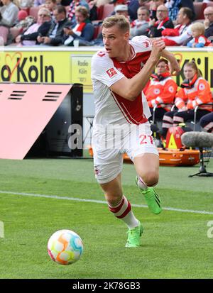 Köln, Deutschland. 16. Oktober 2022. Steffen Tigges (Köln), Köln, Deutschland. 28. August 2022. 1. Bundesliga 10. Spieltag, 1. FC Köln - FC Augsburg die DFL-BESTIMMUNGEN VERBIETEN DIE VERWENDUNG VON FOTOGRAFIEN ALS BILDSEQUENZEN UND/ODER QUASI-VIDEO.Quelle: Jürgen Schwarz/Alamy Live News Quelle: Jürgen Schwarz/Alamy Live News Stockfoto