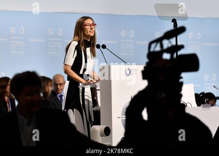 Carolina Schmidt, die beste chilienne de la COP 25 (elle est Ministre de l'environnement au Chili), ist der beste Sohn. 2019 Rahmenübereinkommen der Vereinten Nationen über Klimaänderungen. COP25 SPANIEN 3. DEZEMBER 2019 Stockfoto