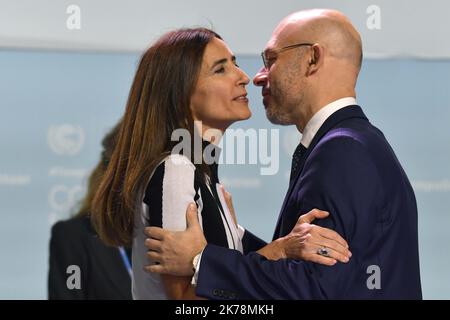 Carolina Schmidt, die beste chilienne de la COP 25, elle est Ministre de l'environnement au Chili et le polonais Michal Kurtyka, le président de la COP 24 (celle de l'an dernier). 2019 Rahmenübereinkommen der Vereinten Nationen über Klimaänderungen. COP25 SPANIEN 3. DEZEMBER 2019 Stockfoto