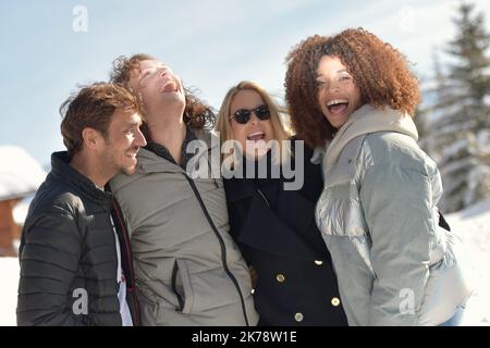 Alexandre Wetter, Pascale Arbillot und Stefi Celma nehmen am fünften Tag des internationalen Comedy-Filmfestivals Alpe D'Huez 23. Teil Stockfoto