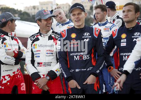 Donnerstag, 23. Januar 2020 in Monaco - Abfahrt der Rallye Monte-Carlo 88. auf dem Hafen von Hercule - Sébastien Ogier und Ott Tanak Stockfoto