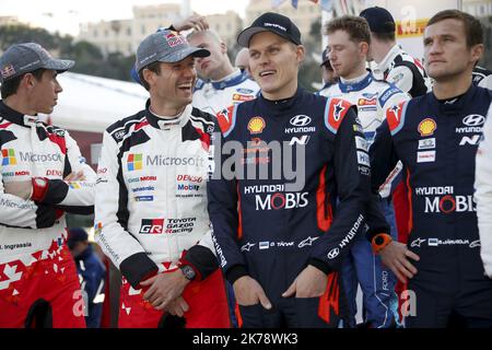 Donnerstag, 23. Januar 2020 in Monaco - Abfahrt der Rallye Monte-Carlo 88. auf dem Hafen von Hercule - Sébastien Ogier und Ott Tanak Stockfoto