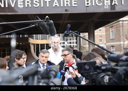 Das Krankenhaus Bichat in Paris, am 25. Januar 2020, wo zwei Patienten nach einer Infektion mit dem Coronavirus ins Krankenhaus eingeliefert werden Stockfoto