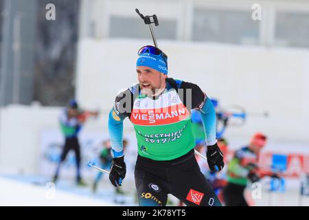 Simon Desthieux (FRA) bei den IBU Biathlon World Championships 2020 - Antholz, Italien. Stockfoto