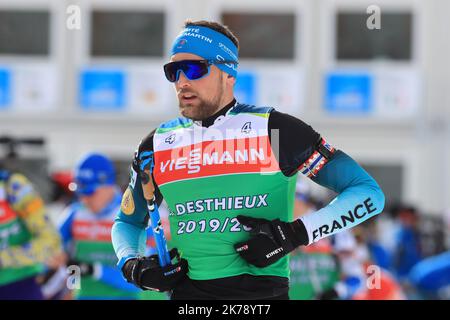 Simon Desthieux (FRA) bei den IBU Biathlon World Championships 2020 - Antholz, Italien. Stockfoto