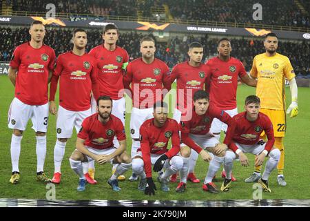 Team Manchester United während der UEFA Europa League, Runde von 32, 1.-Bein-Fußballspiel zwischen Club Brugge und Manchester United am 20. Februar 2020 im Jan Breydelstadion in Brügge, Belgien Stockfoto