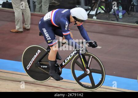 Rayan Helal aus Frankreich 9. Keirin während der UCI-Bahn-Weltmeisterschaften 2020, die Tissot am 27. Februar 2020 auf dem Velodrom in Berlin präsentierte Stockfoto