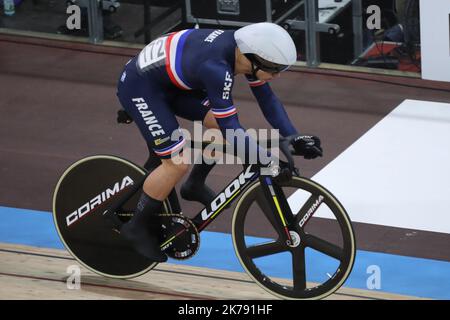 Rayan Helal aus Frankreich 9. Keirin während der UCI-Bahn-Weltmeisterschaften 2020, die Tissot am 27. Februar 2020 auf dem Velodrom in Berlin präsentierte Stockfoto