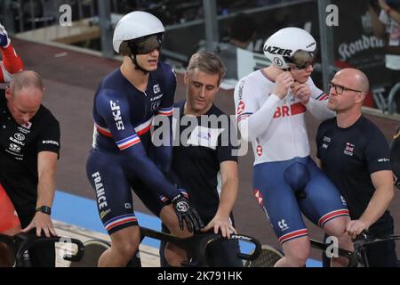 Rayan Helal aus Frankreich 9. Keirin während der UCI-Bahn-Weltmeisterschaften 2020, die Tissot am 27. Februar 2020 auf dem Velodrom in Berlin präsentierte Stockfoto