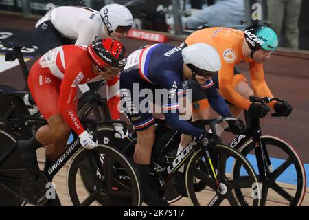 Rayan Helal aus Frankreich 9. Keirin während der UCI-Bahn-Weltmeisterschaften 2020, die Tissot am 27. Februar 2020 auf dem Velodrom in Berlin präsentierte Stockfoto