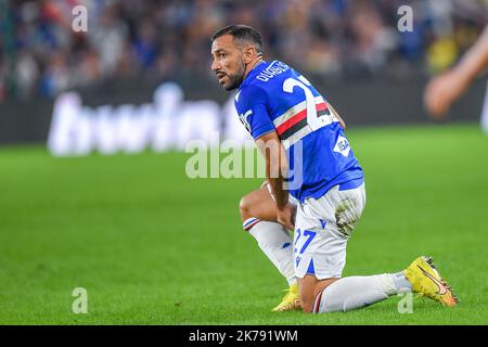 Genua, Italien. 17. Oktober 2022. Fabio Quagliarella (Sampdoria) während der UC Sampdoria vs AS Roma, italienische Fußballserie A Spiel in Genua, Italien, Oktober 17 2022 Quelle: Independent Photo Agency/Alamy Live News Stockfoto