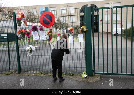 Dekontamination in La Fontaine College in Crépy in Valois Stockfoto