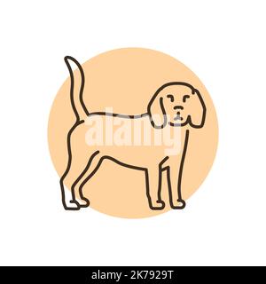 Symbol für Beagle-Farblinie. Hunderasse. Stock Vektor