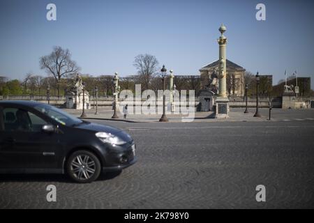 â©PHOTOPQR/LE PARISIEN/Matthieu de Martignac ; Paris ; 01/04/2020 ; Confinement Ã Paris jour 16 Place de la Concorde - Frankreich - Coronavirus: Confinement in Paris, day 16. Stockfoto