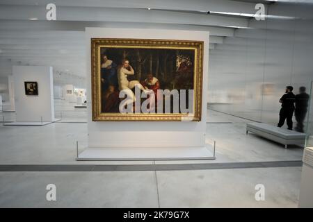 Â©PHOTOPQR/VOIX DU NORD/COURBE ; 30/04/2020 ; LE MUSEE DU LOUVRE AU 45EME JOUR DU CONFINEMENT LA GALERIE DU TEMPS. LENS LE 30 AVRIL 2020. FOTO SEVERINE COURBE LA VOIX DU Nord gemäß den Richtlinien der französischen Regierung ist der Louvre-Lens geschlossen. Die Ausstellung der Schwarzen Sonnen, die ursprünglich für den 25. März geplant war, wurde auf einen späteren Zeitpunkt verschoben. Stockfoto