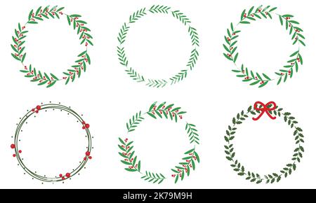 Weihnachtsschmuck Kranz gesetzt. Vektorgrafik Stock Vektor