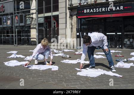 Nantes, Frankreich, Mai 27. 2020 - Covid-19 / Portest der Hotel- und Gaststättenindustrie, wartet auf Wiedereröffnung und Maßnahmen *** Local Caption *** Stockfoto