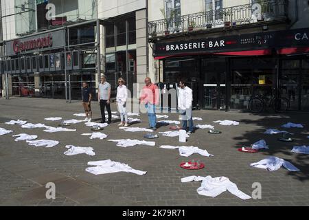 Nantes, Frankreich, Mai 27. 2020 - Covid-19 / Portest der Hotel- und Gaststättenindustrie, wartet auf Wiedereröffnung und Maßnahmen *** Local Caption *** Stockfoto