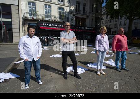 Nantes, Frankreich, Mai 27. 2020 - Covid-19 / Portest der Hotel- und Gaststättenindustrie, wartet auf Wiedereröffnung und Maßnahmen *** Local Caption *** Stockfoto