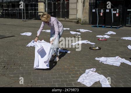 Nantes, Frankreich, Mai 27. 2020 - Covid-19 / Portest der Hotel- und Gaststättenindustrie, wartet auf Wiedereröffnung und Maßnahmen *** Local Caption *** Stockfoto