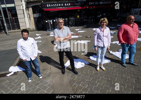 Nantes, Frankreich, Mai 27. 2020 - Covid-19 / Portest der Hotel- und Gaststättenindustrie, wartet auf Wiedereröffnung und Maßnahmen *** Local Caption *** Stockfoto