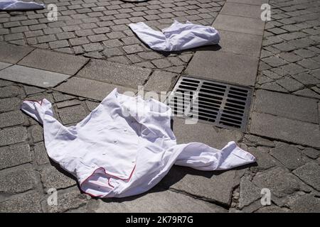 Nantes, Frankreich, Mai 27. 2020 - Covid-19 / Portest der Hotel- und Gaststättenindustrie, wartet auf Wiedereröffnung und Maßnahmen *** Local Caption *** Stockfoto