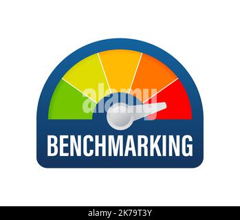 Benchmarking Geschwindigkeitsmesser, allgemeiner Indikator, Geschäftskonzept. Vektorgrafik Stock Vektor