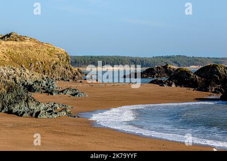 Ynys Llandwyn Island Strand in der Wintersonne Stockfoto