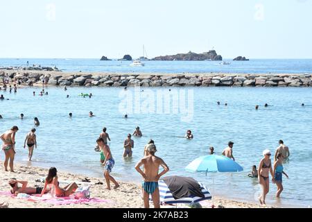 ©PHOTOPQR/NICE MATIN/Sophie Louvet ; SAINT RAPHAEL ; 26/07/2020 ; Faits divers : 3 personnes mordus dans l Eau à St Raphaël Plage du Veillat - 2020/07/26. Vier Schwimmer haben bereits „angegriffen“... Ein beißender Fisch tobt in Saint-Raphaël Stockfoto