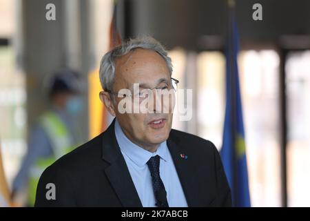 ©PHOTOPQR/LA PROVENCE/DUCLET Stéphane ; Manosque ; 28/07/2020 ; Lancement de l'assemblage de la machine ( Tokamak ) du chantier ITER. Barnard Bigot Directeur général d'ITER Organisation. - Nach Jahrzehnten der Konstruktion, Fertigung und Vorbereitung beginnt 2020 mit der Montage der ITER-Maschine. FRANKREICH, MANOSQUE JULI 28 2020 Stockfoto