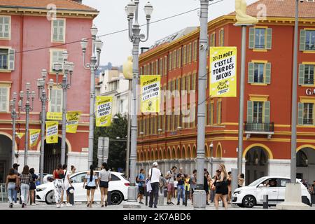 ©PHOTOPQR/NICE MATIN/Dylan Meiffret ; Nice ; 28/07/2020 ; NICE, le 28/07/2020, Illustration Tour de france 2020 dont le départ se fera à Nice dans 1 mois. - Die Tour de France 2020 wird die Ausgabe 107. des Rennens sein, mit einem Grand-Abfahrt in Nizza. Die Tour de France 2020 wird nun vom 29. August bis 20. September stattfinden. Stockfoto