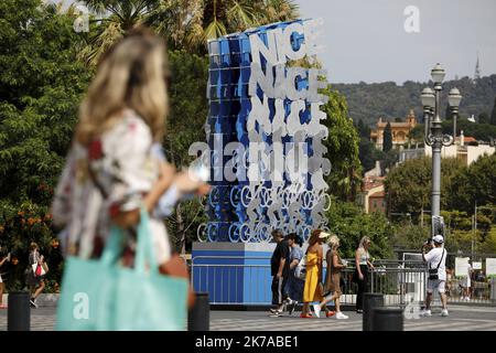 ©PHOTOPQR/NICE MATIN/Dylan Meiffret ; Nice ; 28/07/2020 ; NICE, le 28/07/2020, Illustration Tour de france 2020 dont le départ se fera à Nice dans 1 mois. - Die Tour de France 2020 wird die Ausgabe 107. des Rennens sein, mit einem Grand-Abfahrt in Nizza. Die Tour de France 2020 wird nun vom 29. August bis 20. September stattfinden. Stockfoto