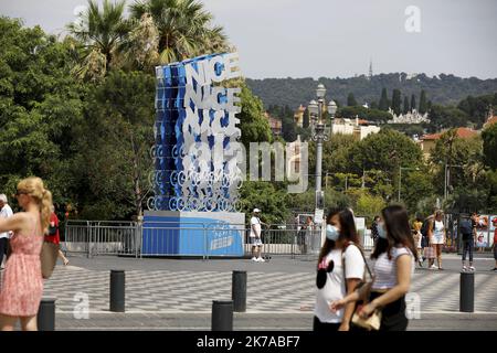 ©PHOTOPQR/NICE MATIN/Dylan Meiffret ; Nice ; 28/07/2020 ; NICE, le 28/07/2020, Illustration Tour de france 2020 dont le départ se fera à Nice dans 1 mois. - Die Tour de France 2020 wird die Ausgabe 107. des Rennens sein, mit einem Grand-Abfahrt in Nizza. Die Tour de France 2020 wird nun vom 29. August bis 20. September stattfinden. Stockfoto