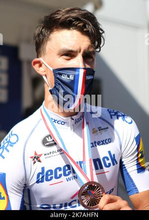 ©Laurent Lairys/MAXPPP - Julian Alaphilippe von Deceuninck - schnell - Schritt während der französischen Meisterschaft 2020, Men's Elite, am 23. August 2020 in Grand-Champion, Frankreich - Foto Laurent Lairys / MAXPPP Stockfoto