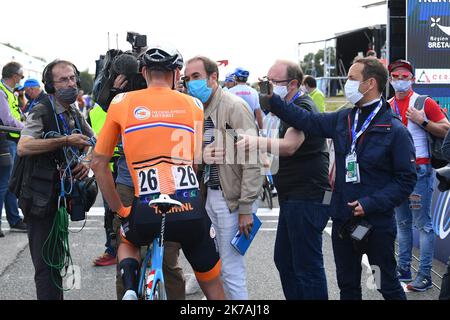 ©PHOTOPQR/LE TELEGRAM/NICOLAS CREACH ; ; 26/08/2020 ; FOTO NICOLAS CREACH / LE TELEGRAM.cyclisme Plouay ( 56 ) LE 26082020 Championnat d'Europe Elite homme Mathieu Van der Poel avant le départ. Europameisterschaften im Radsport in Plouay, Frankreich, 246. August 2020. Stockfoto