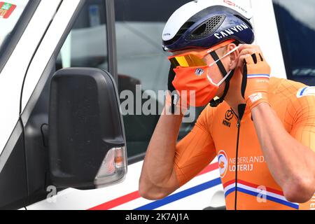 ©PHOTOPQR/LE TELEGRAM/NICOLAS CREACH ; ; 26/08/2020 ; FOTO NICOLAS CREACH / LE TELEGRAM.cyclisme Plouay ( 56 ) LE 26082020 Championnat d'Europe Elite homme Mathieu Van der Poel avant le départ. Europameisterschaften im Radsport in Plouay, Frankreich, 246. August 2020. Stockfoto