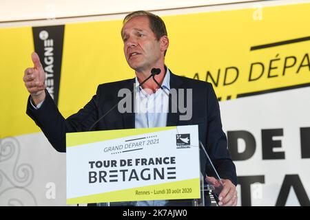 Â©PHOTOPQR/LE TELEGRAM/NICOLAS CREACH ; ; 10/08/2020 ; FOTO NICOLAS CREACH / LE TELEGRAMM. Rennes (35) Conseil de rÃ©gional ( Tour de France ) LE 10082020 PrÃ©sentation du Tour de France 2021 Ã Rennes on conseil de rÃ©gional. Christian Prudhomme ( directeur du Tour de France ) - Präsentation der Tour de France 2021 in Rennes FRANKREICH AUGUST 28 2020 Stockfoto