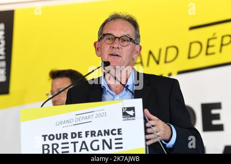 ©PHOTOPQR/LE TELEGRAM/NICOLAS CREACH ; ; 10/08/2020 ; FOTO NICOLAS CREACH / LE TELEGRAMM. Rennes (35) Conseil de régional ( Tour de France ) LE 10082020 Présentation du Tour de France 2021 à Rennes on conseil de régional. Alain Cadec, Präsident des departements des Côtes d'Armor. - Präsentation der Tour de France 2021 in Rennes FRANKREICH IM AUGUST 28 2020 Stockfoto