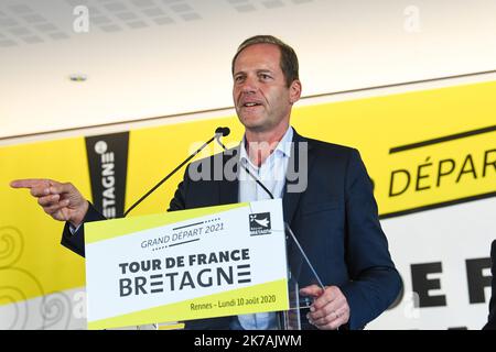 Â©PHOTOPQR/LE TELEGRAM/NICOLAS CREACH ; ; 10/08/2020 ; FOTO NICOLAS CREACH / LE TELEGRAMM. Rennes (35) Conseil de rÃ©gional ( Tour de France ) LE 10082020 PrÃ©sentation du Tour de France 2021 Ã Rennes on conseil de rÃ©gional. Christian Prudhomme ( directeur du Tour de France ) - Präsentation der Tour de France 2021 in Rennes FRANKREICH AUGUST 28 2020 Stockfoto