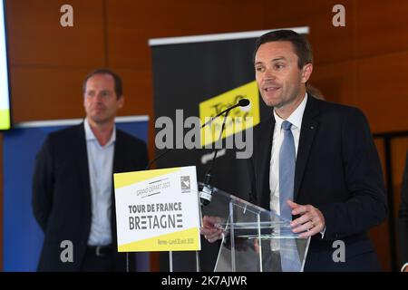 ©PHOTOPQR/LE TELEGRAM/NICOLAS CREACH ; ; 10/08/2020 ; FOTO NICOLAS CREACH / LE TELEGRAMM. Rennes (35) Conseil de régional ( Tour de France ) LE 10082020 Présentation du Tour de France 2021 à Rennes on conseil de régional. David Lappteren Président de l'UCI - Präsentation der Tour de France 2021 in Rennes FRANKREICH AUGUST 28 2020 Stockfoto