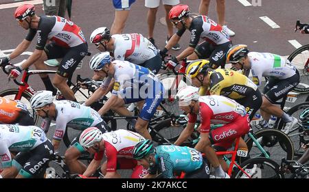 ©Laurent Lairys/MAXPPP - Peter Sagan von Bora - Hansgrohe , Christophe Laporte von Cofidis , Alexander Kristoff vom UEA Team Emirates , Wout Van Aert von Jumbo - Vista und Sam Bennett Deceuninck - Quick Step während der Tour de France 2020, Radrennen Etappe 1, Nice Moyen Pays - Nizza (156 km) am 29. August 2020 in Nizza, Frankreich - Foto Laurent Lairys / MAXPPP - Tour de France 2020, die große Abfahrt in Nizza Etappe 1 / Nizza » Nizza August 29 2020 Stockfoto