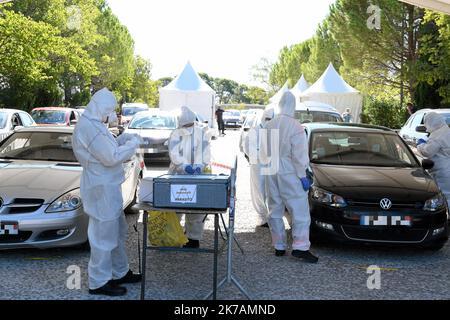 ©PHOTOPQR/LE MIDI LIBRE/JEAN MICHEL MART ; MONTPELLIER ; 02/09/2020 ; MONTPELLIER / PARKING DU DOMAINE D'O / DRIVE TEST COVID / CORONAVIRUS Stockfoto