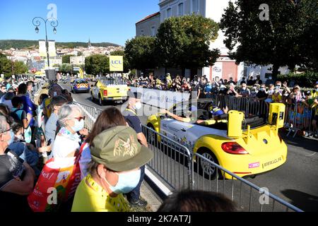 ©PHOTOPQR/LA MONTAGNE/Rémi DUGNE ; ; 11/09/2020 ; Tour de France 2020, ETAPE CHATEL - PUY MARY, départ de Chatel-Guyon. Foto Remi Dugne - Tour de France 2020, 13. Etappe am Sept. 10. 2020 Châtel-Guyon - Puy-Mary Stockfoto