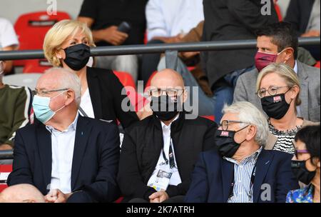 ©PHOTOPQR/OUEST FRANCE/DAVID ADEMAS / OUEST-FRANCE ; GUINGAMP ; 12/09/2020 ; Guingamp - Le Havre . Footbal Ligue 2 . Le samedi 12 septembre 2020 au Stade du Roudourou à Guingamp . 3 ème journée du championnat de France de Football . Au Centre sur la photo : Frédécric LEGRAND , nouveau président du Club de l' en Avant Guingamp . Foto : David ADEMAS / Ouest-France Stockfoto