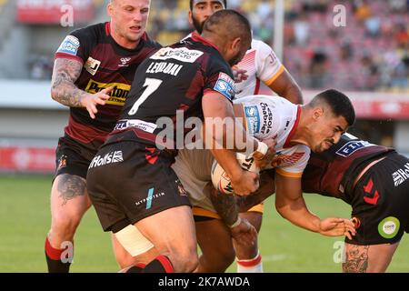 ©PHOTOPQR/L'INDEPENDANT/CLEMENTZ MICHEL ; PERPIGNAN ; 12/09/2020 ; PERPIGNAN LE 12 SEPTEMBRE 2020 / SPORT / RUGBY A XIII / SUPERLIGA / KATALANEN DRACHEN VS WIGAN KRIEGER / STADE GILBERT BRUTUS DE PERPIGNAN / FOUAD YAHA Stockfoto