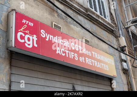 ©Yannick Neve / Le Pictorium/MAXPPP - Yannick Neve / Le Pictorium - 14/09/2020 - Frankreich / Bouches-du-Rhone / Marseille - Le syndicat de la CGT-RTM (Regie des Transports Marseille) / 14/09/2020 - Frankreich / Bouches-du-Rhone / Marseille - die Gewerkschaft CGT-RTM (Verkehrsbehörde von Marseille) Stockfoto