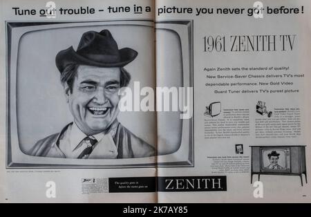 Vintage 27. Januar 1961 „Life“-Magazin-Anzeige, USA Stockfoto